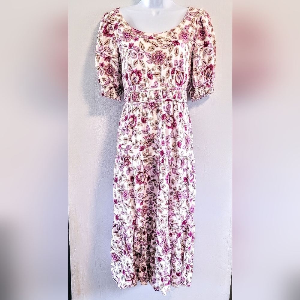 8 Ann Taylor Babydoll Tiered A Line Romantic Floral Prairie Puff Sleeve Cottage